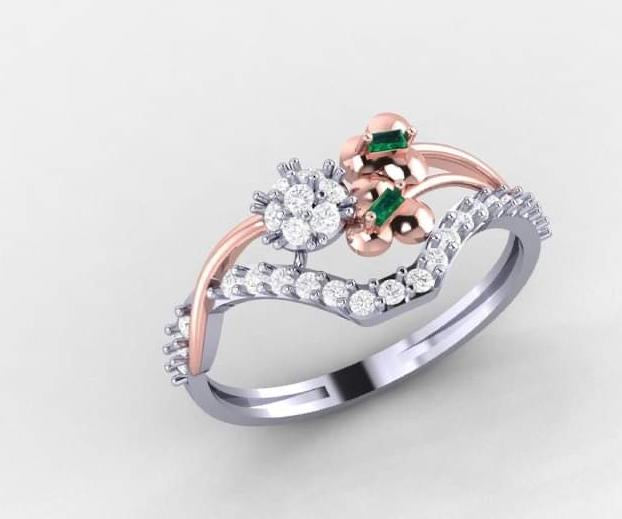 Dual Tone Gold Diamond Ring