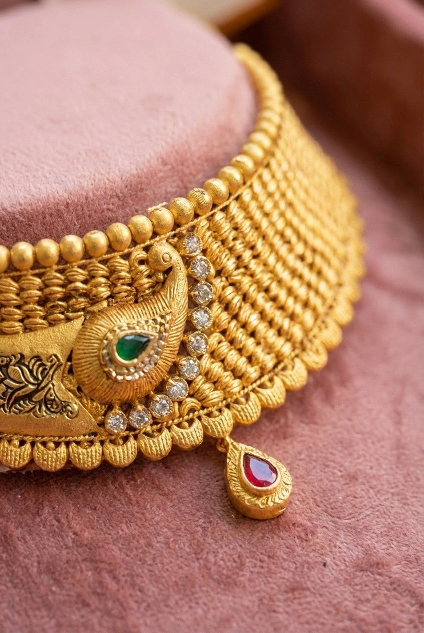 Mayura Royale Choker Set | 916 Hallmarked | Kundan Choker