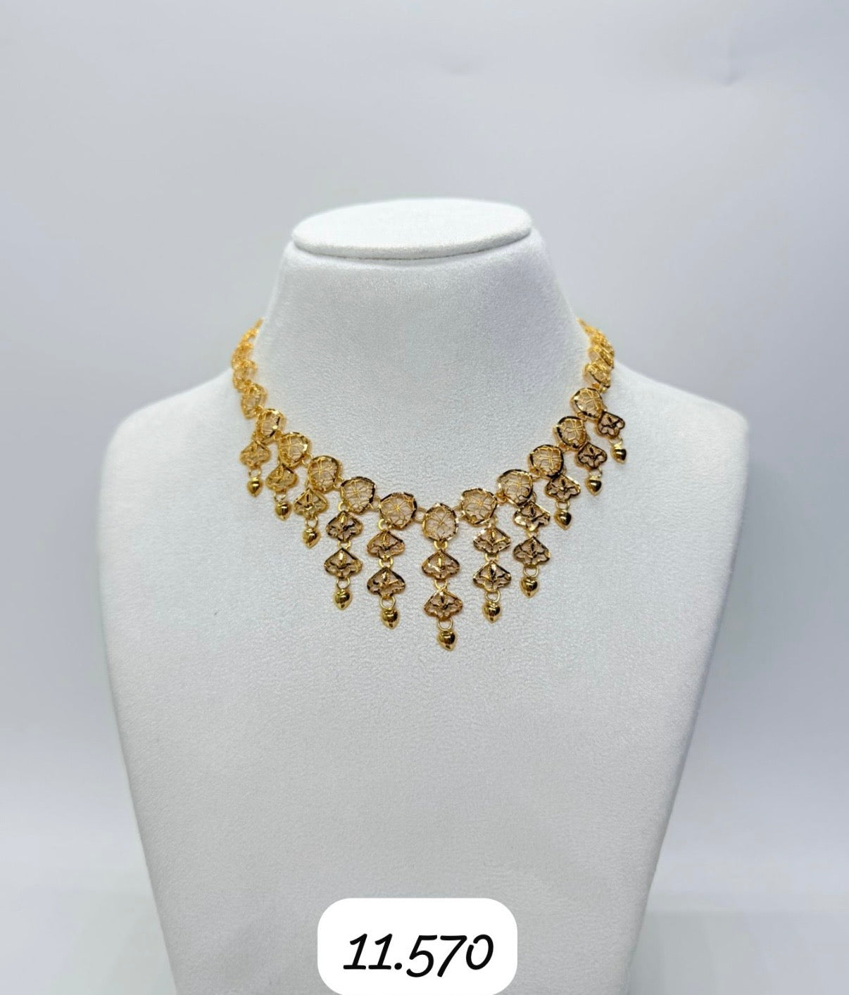 Dubai Leaf Gold Necklace | 916 Hallmarked