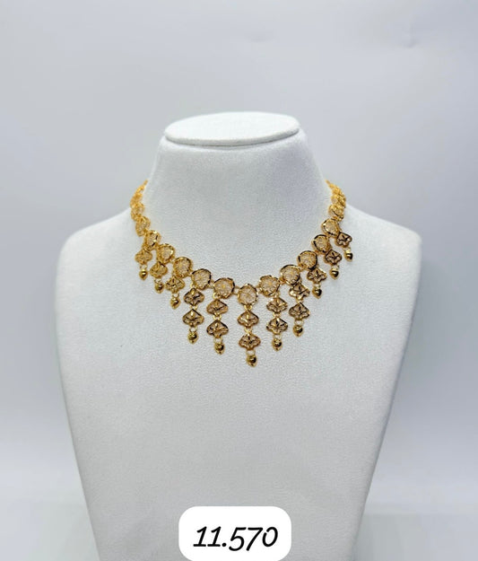 Dubai Leaf Gold Necklace | 916 Hallmarked