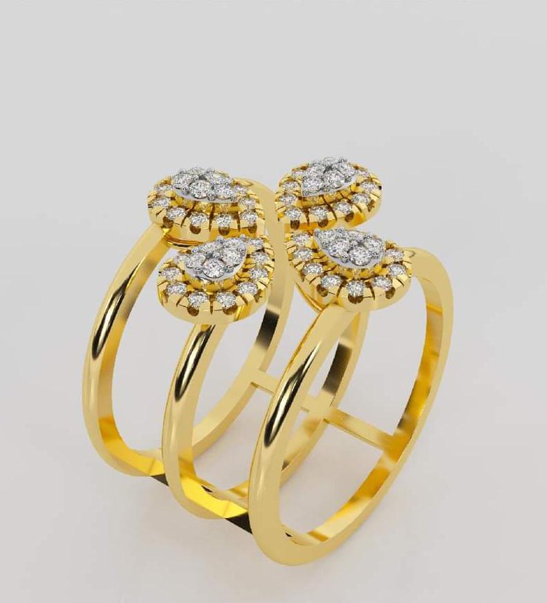 Classic Halo Gold Diamond Ring