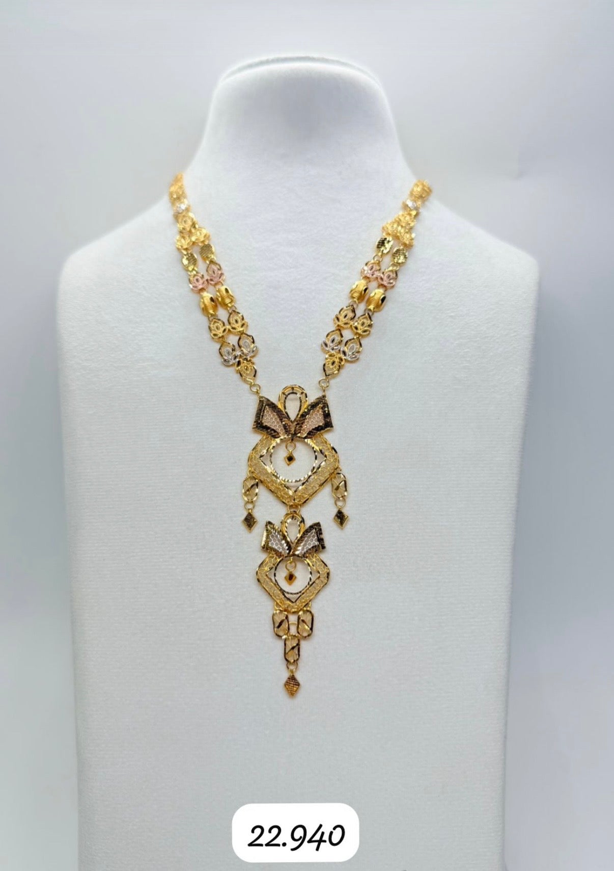 Dubai Rosemary Gold Necklace | 916 Hallmarked