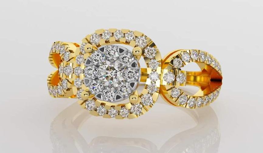 Floral Cluster Gold Diamond Ring