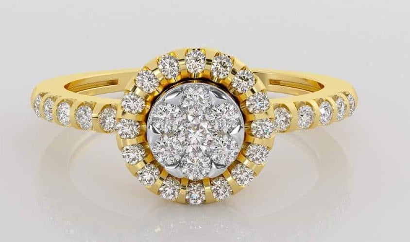 Classic Halo Gold Diamond Ring