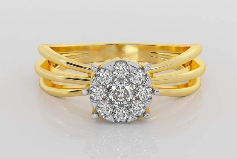Floral Cluster Gold Diamond Ring