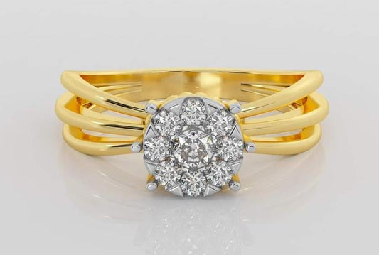 Floral Cluster Gold Diamond Ring