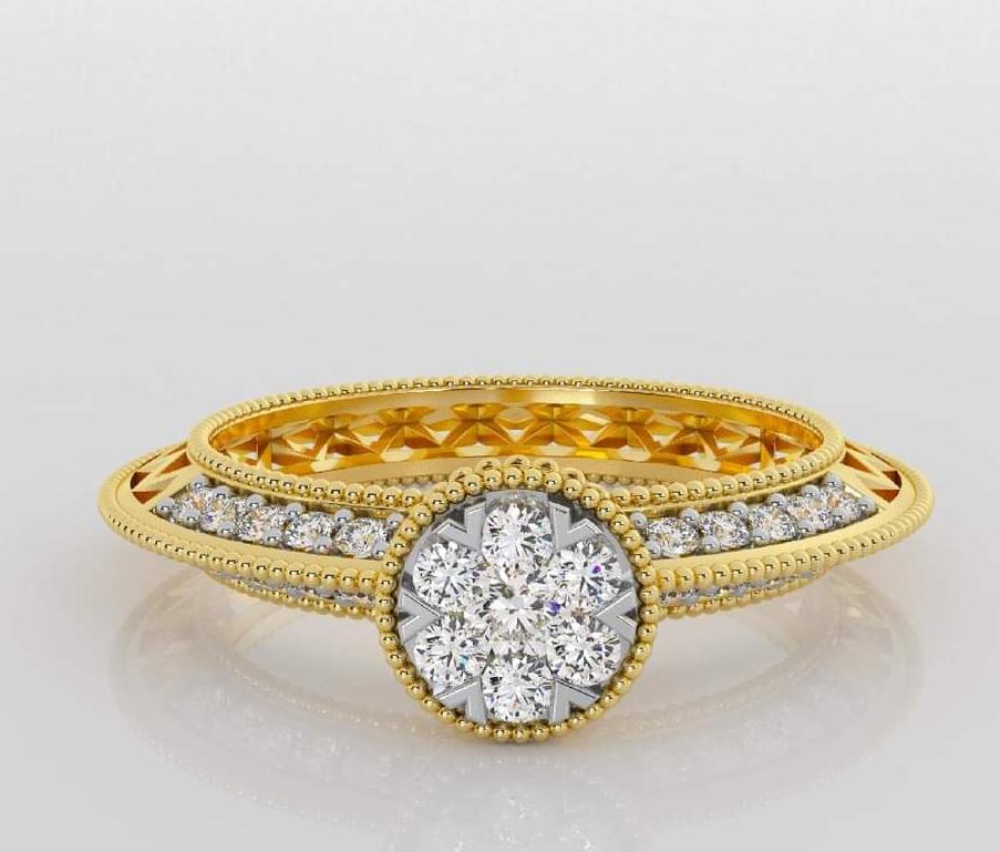 Floral Cluster Gold Diamond Ring