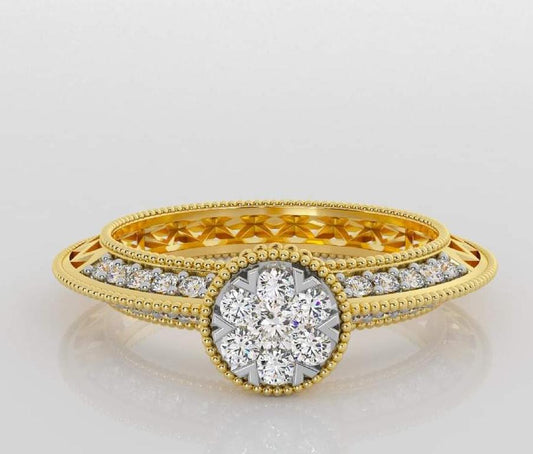 Floral Cluster Gold Diamond Ring