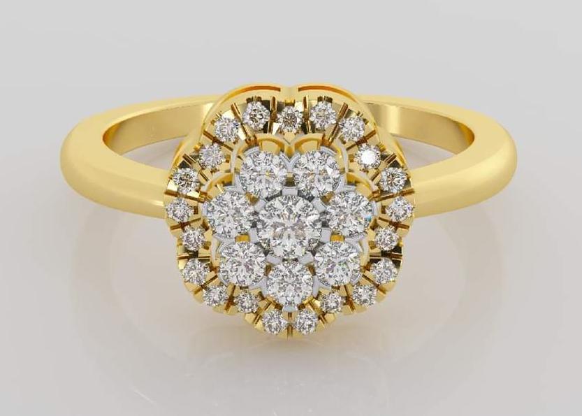 Classic Halo Gold Diamond Ring
