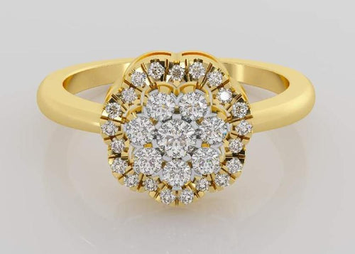 Classic Halo Gold Diamond Ring