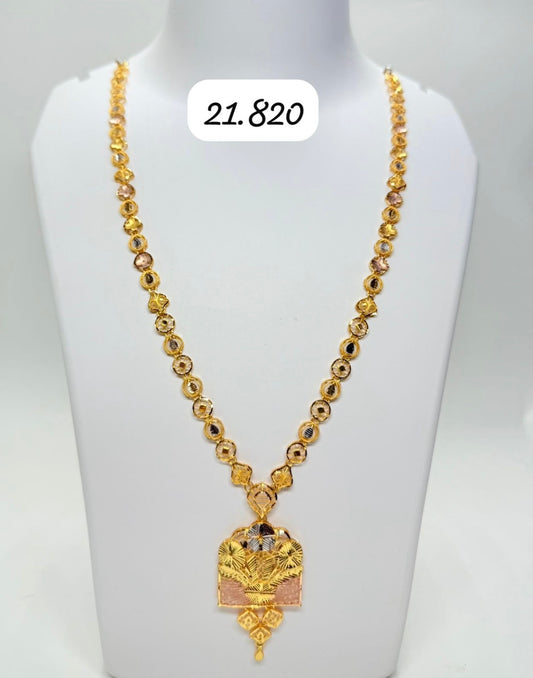 Coral Styled Long Gold Necklace | 916 Hallmarked