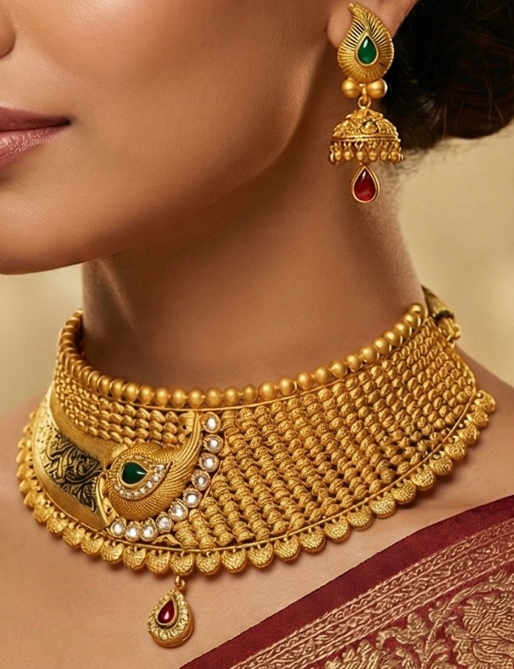 Mayura Royale Choker Set | 916 Hallmarked | Kundan Choker