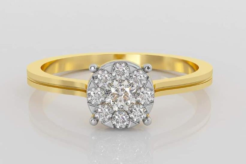 Classic Halo Gold Diamond Ring