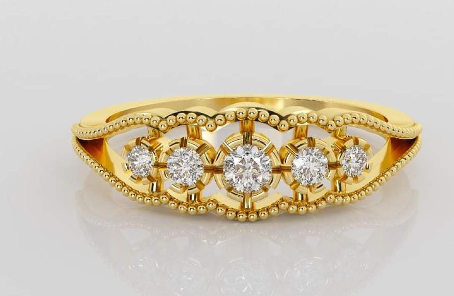 Floral Cluster Gold Diamond Ring