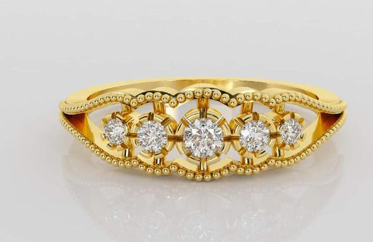 Floral Cluster Gold Diamond Ring